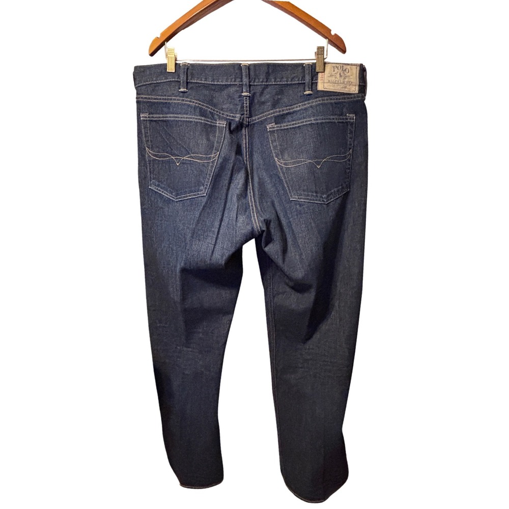 New Polo Ralph Lauren Jeans Mens 38/32 Dark Indigo Blue Excellent Straight Leg - Picture 2 of 9